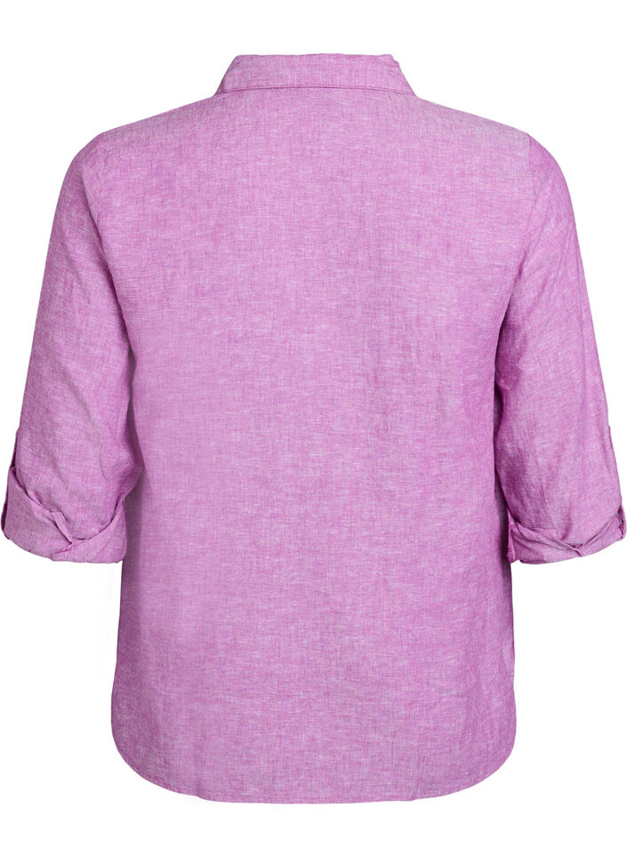 Paita pellavaa ja viskoosia, 3/4-hihoilla, Violetti, Packshot image number 1