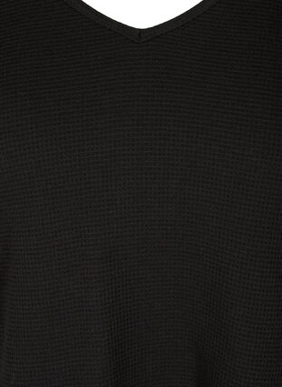Puuvillapusero  v-aukolla ja 3/4-hihoilla , Black, Packshot image number 2