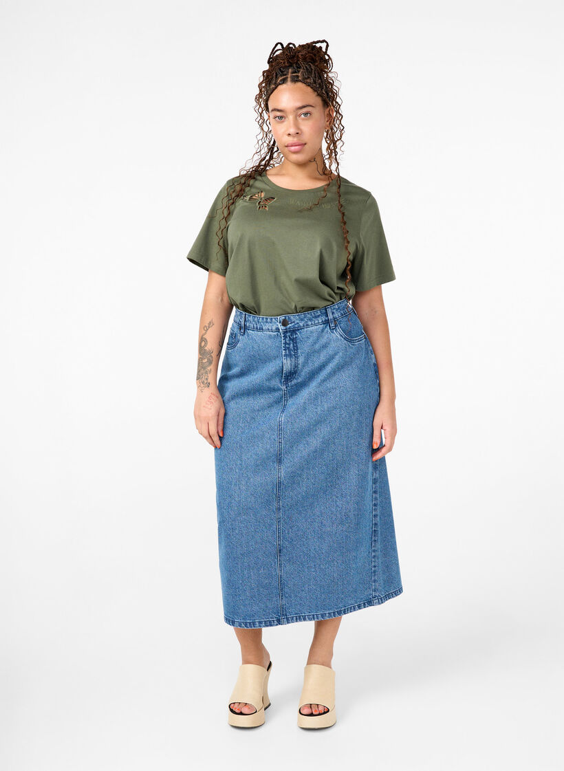 Rusettikoristeinen T-paita luomupuuvillasta, Thyme, Model image number 2