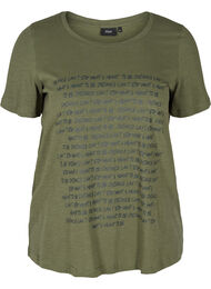 Ekologisesta puuvillasta valmistettu t-paita printillä, Thyme Melange