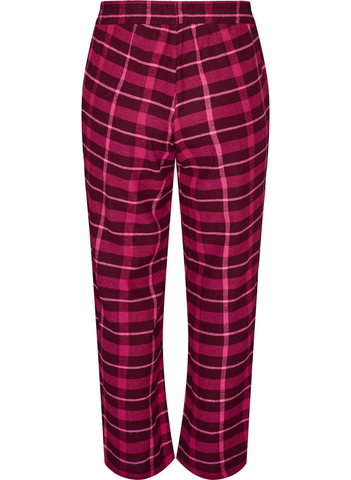 Ruudulliset puuvillaiset pyjamahousut, Punainen, Packshot image number 1