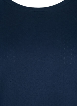 Pitkähihainen puuvillapusero reikäkuvioinnilla, Navy Blazer, Packshot image number 2