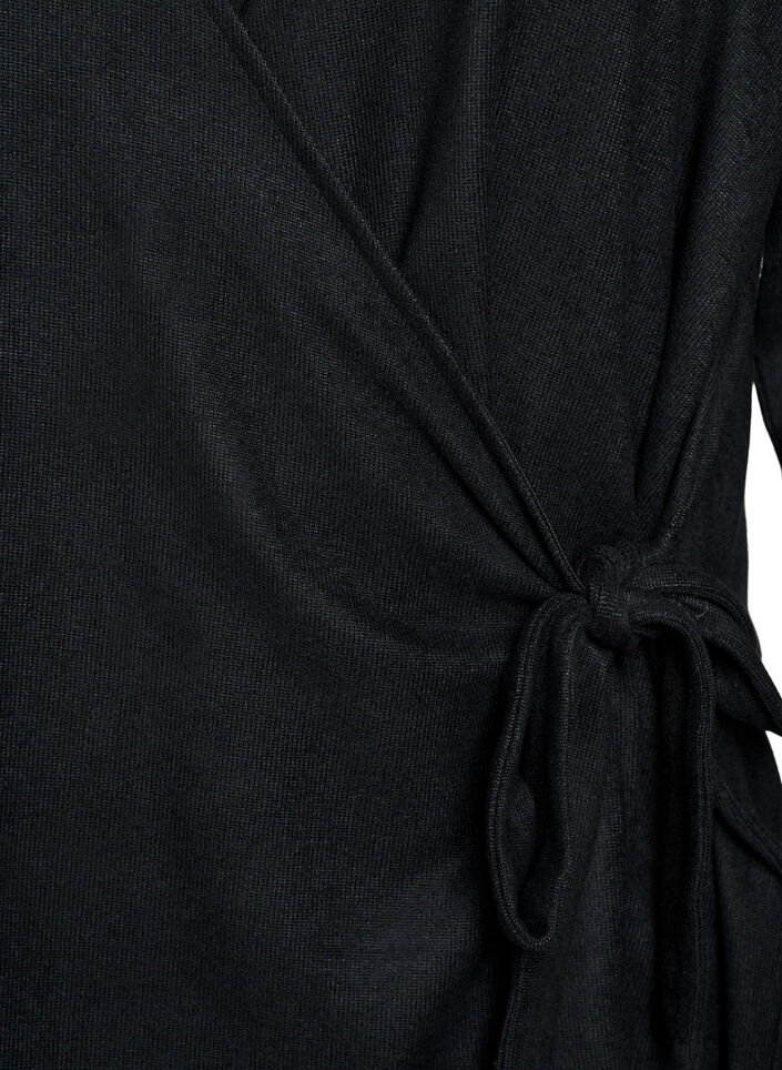 Jersey-kietaisupusero solmittavalla nauhalla, Musta, Packshot image number 2
