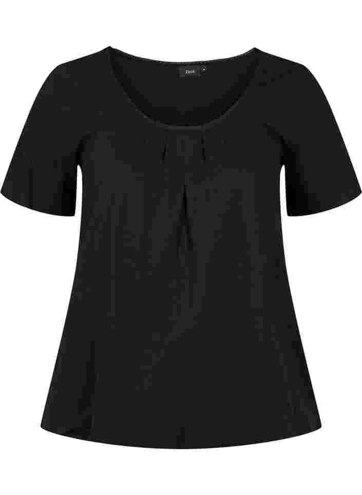 Puuvillainen t-paita lyhyillä hihoilla, Black, Packshot image number 0