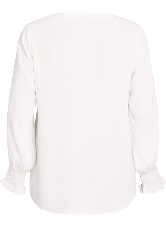 Pusero smock-kalvosimilla ja v-p&auml;&auml;ntiell&auml;, Vanilja, Packshot image number 1