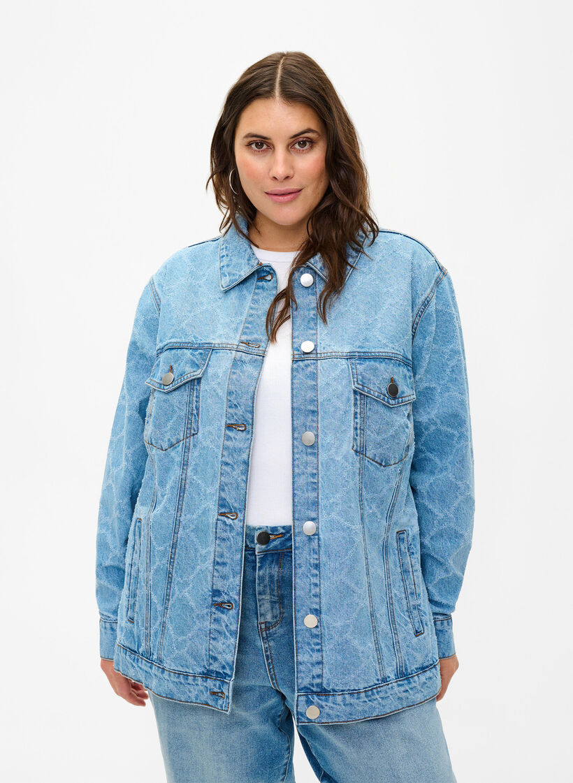 Farkkutakki häivytetyllä kuviolla, Blue denim, Model image number 0