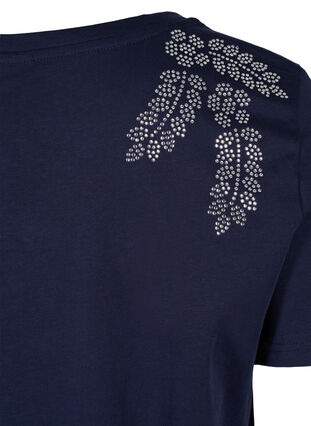 Puuvillainen t-paita koristekivillä, Navy Blazer Stone, Packshot image number 3