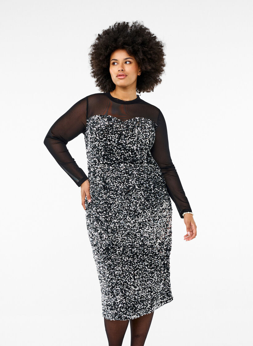 Glittermekko paljeteilla, Black w. Silver, Image image number 0