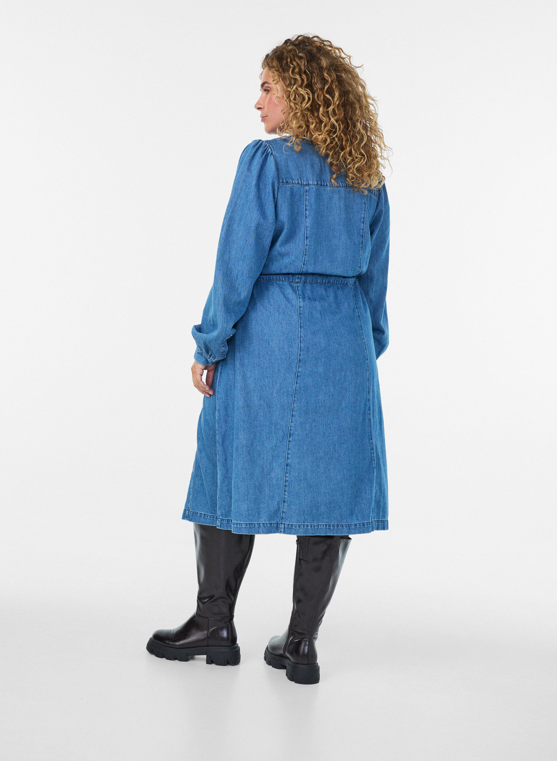 ZizziFarkkumekko V-p&auml;&auml;ntiell&auml; ja solmittavalla vy&ouml;ll&auml;, Sininen, Model image number 2