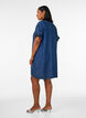 Denim -lookinen mekko nappikiinnityksell&auml; ja r&ouml;yhel&ouml;hihoilla, Sininen, Model image number 2