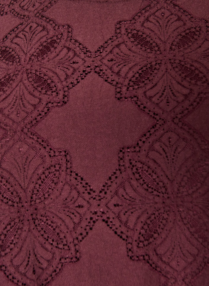 Pitsimekko pitkiss&auml; hihoilla ja r&ouml;yhel&ouml;helmalla, Tumma Bordeaux, Packshot image number 2