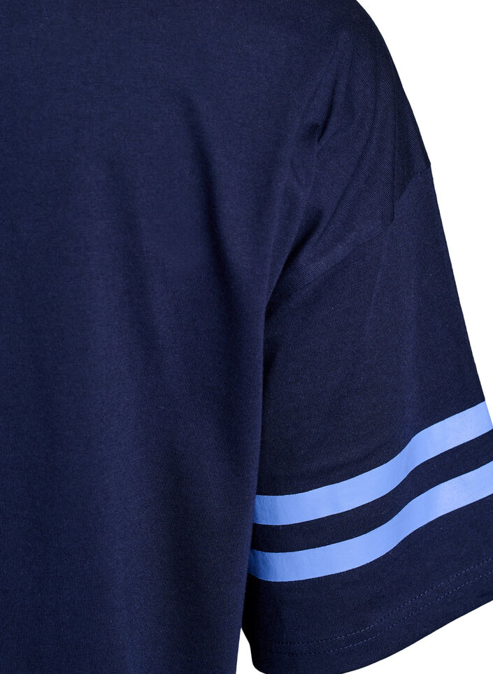 Sporttinen oversize-kokoinen college-T-paita, Sininen, Packshot image number 3