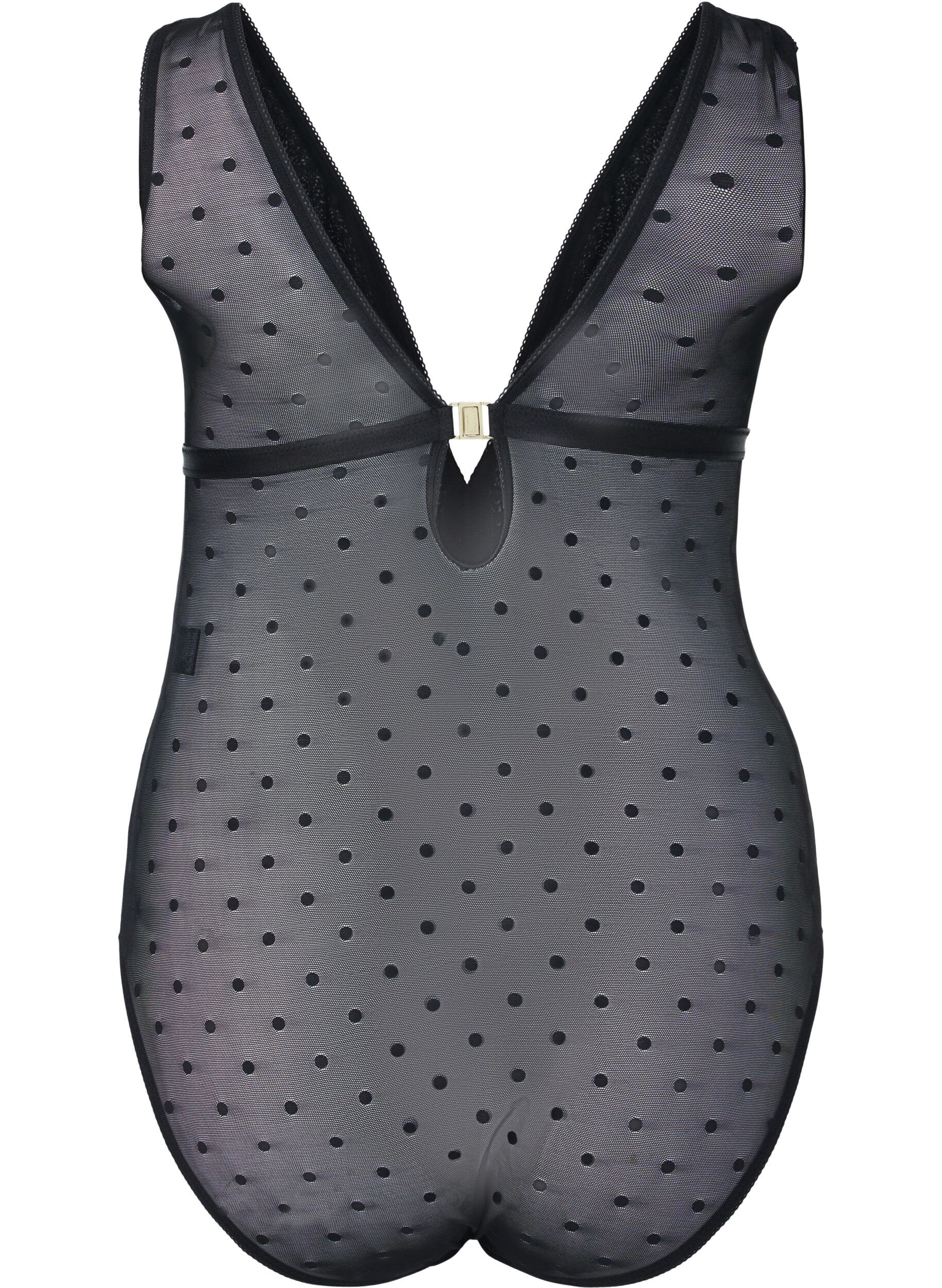 Zizzi Body pistem&auml;isell&auml; verkkokankaalla ja irrotettavilla toppauksilla, Black, Packshot image number 1