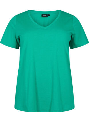 Lyhythihainen t-paita v-pääntiellä, Simply Green, Packshot image number 0