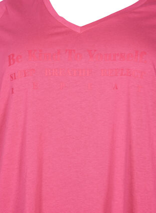 Puuvillainen lyhythihainen t-paita painatuksella, Hot Pink w. Be, Packshot image number 2