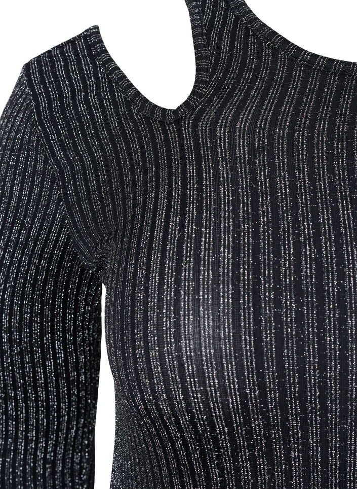 Pitkähihainen cut out -pusero glitterillä, B. w. Silver Stripes, Packshot image number 2