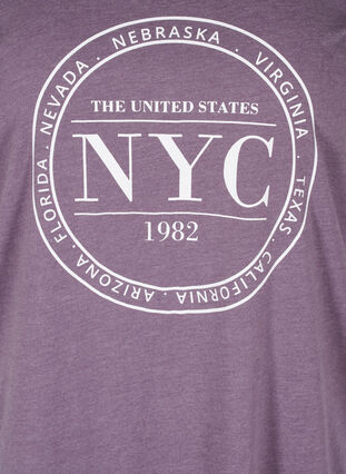 Meleerattu t-paita painatuksella ja lyhyillä hihoilla , Vintage Violet Mel., Packshot image number 2