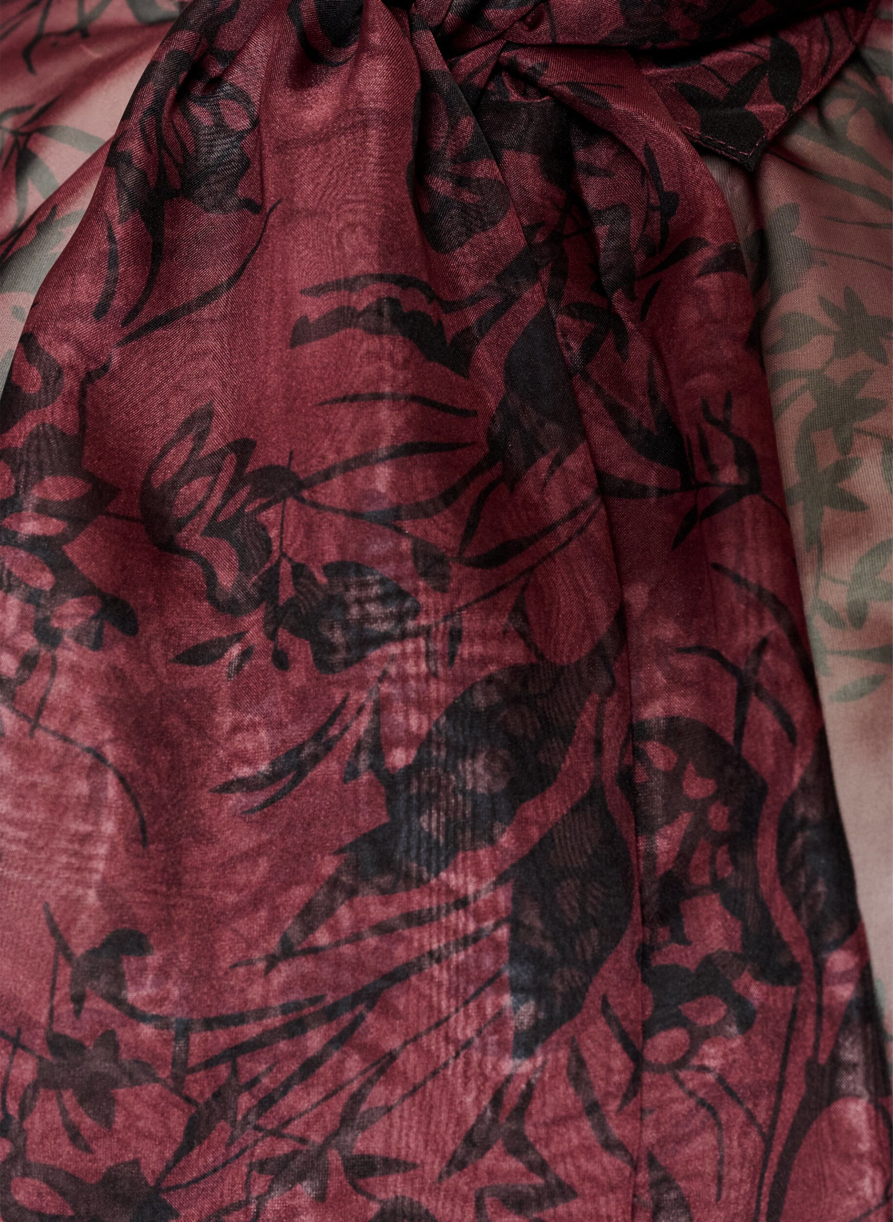 ZizziL&auml;pikuultava paitapusero kukkakuviolla ja solmimisdetaljilla, Tumma Bordeaux, Packshot image number 2