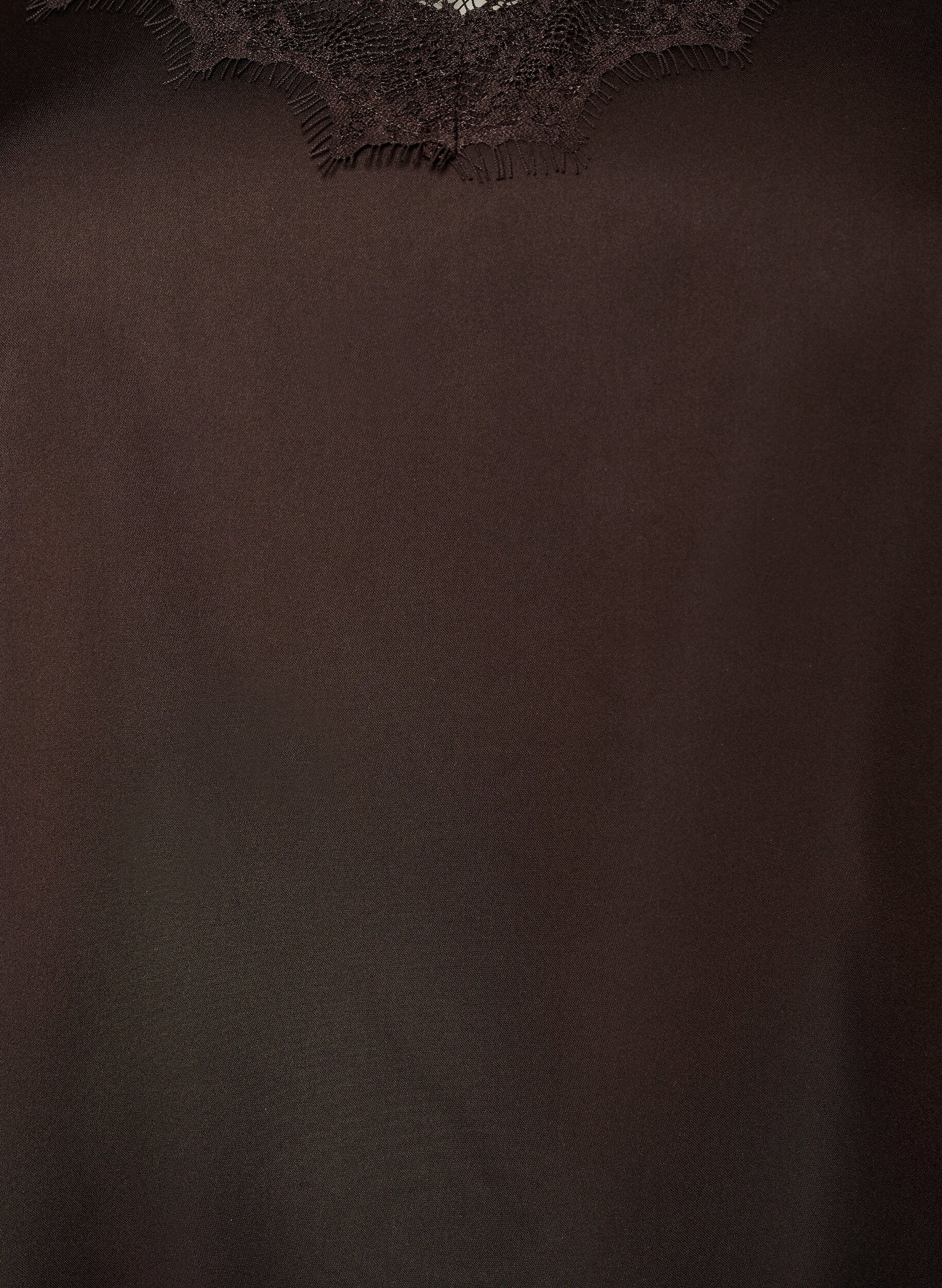 Zizzi Satiinipintainen toppi pitsireunalla ja ep&auml;symmetrisell&auml; helmalla, Ruskea, Packshot image number 2