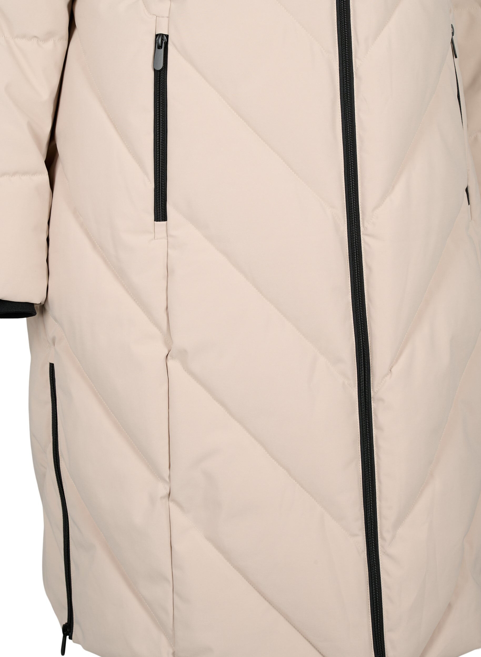 ZizziPitk&auml; talvitakki koukku-kiinnityksill&auml; ja tekoturkiskauluksella, Beige, Packshot image number 3