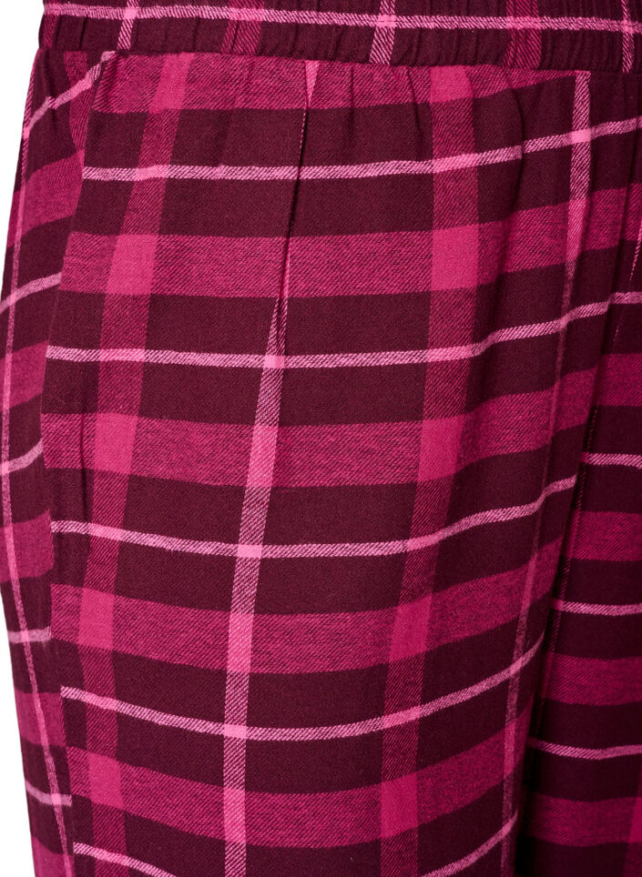 Ruudulliset puuvillaiset pyjamahousut, Punainen, Packshot image number 2