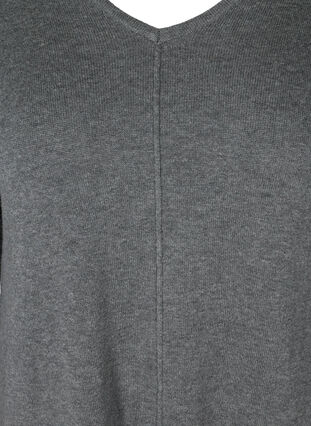 Yksivärinen neulemekko v-aukko, Dark Grey Melange, Packshot image number 2