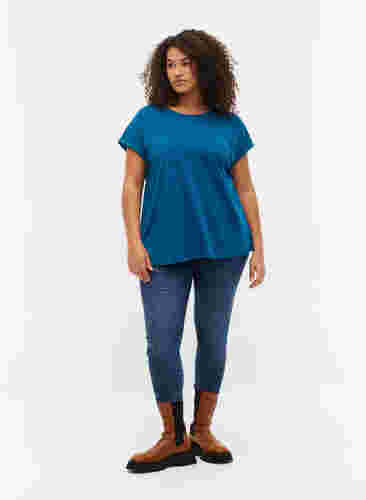 Lyhythihainen t-paita puuvillasekoitteesta, Petrol Blue, Model image number 2