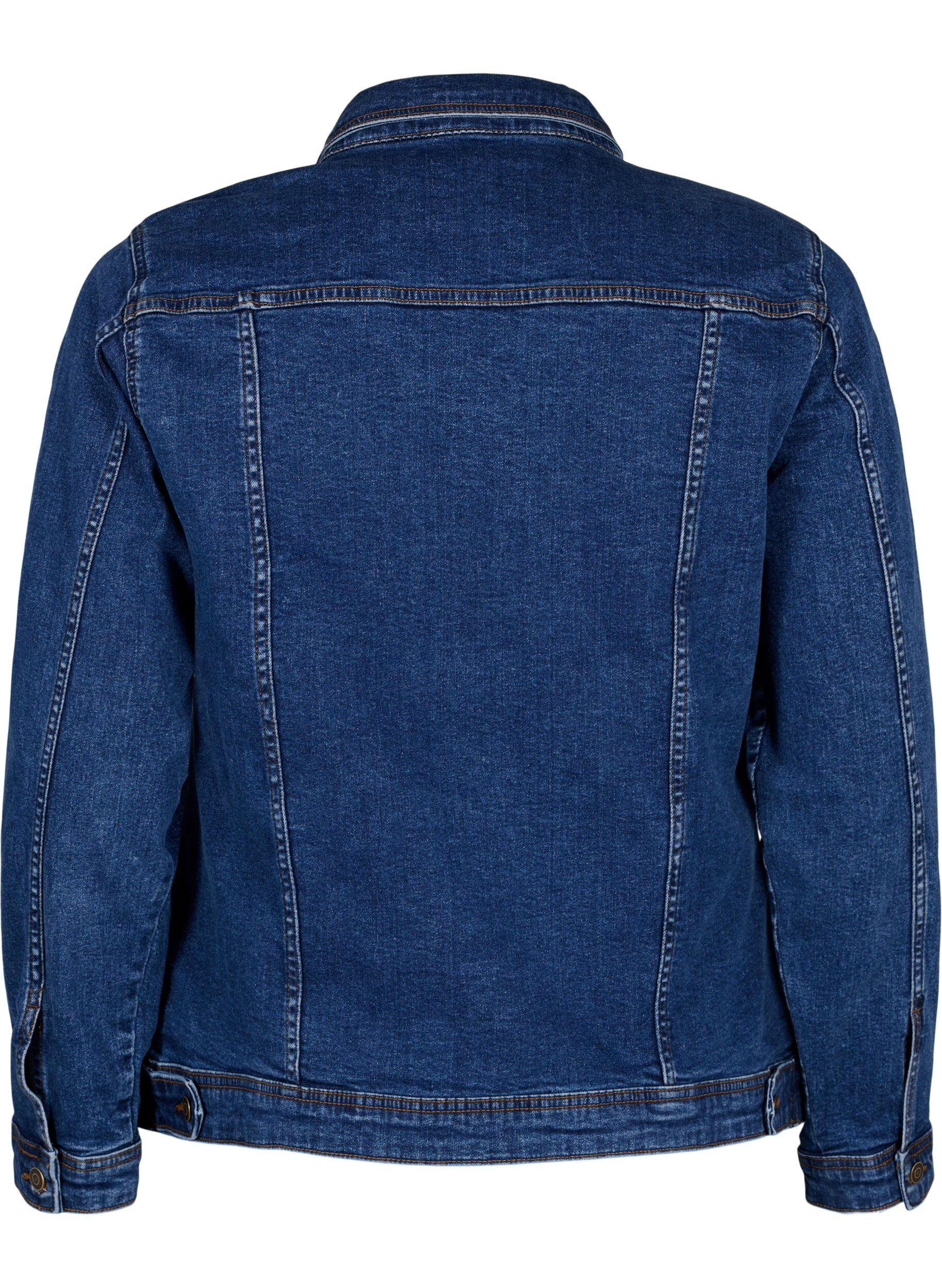 Zizzi Lyhyt puuvillainen farkkutakki, Blue denim, Packshot image number 1