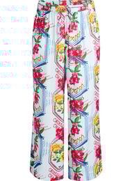 Suoralahkeiset housut v&auml;rikk&auml;&auml;ll&auml; printill&auml;, Sininen