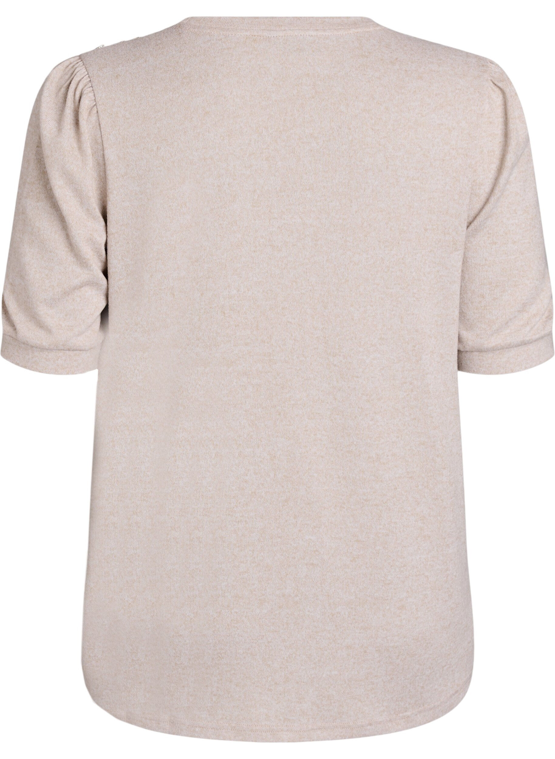 ZizziPusero nappidetaljilla ja lyhyill&auml; puhvihihoilla, Beige, Packshot image number 1