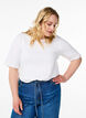 Ribattu jerseypusero, jossa on lyhyet hihat, Valkoinen, Model image number 0
