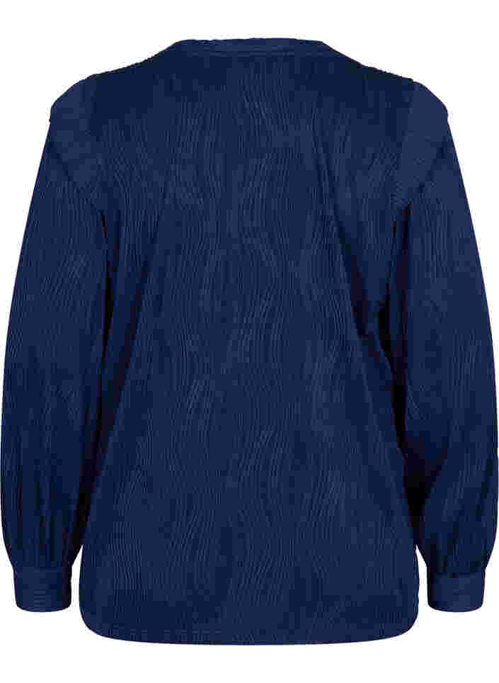 Pitkähihainen pusero tekstuurikuviolla, Maritime Blue, Packshot image number 1