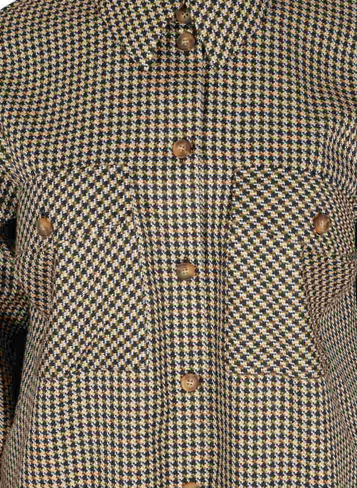 Pitkä ruudullinen paitatakki rintataskuilla, Houndstooth, Packshot image number 2