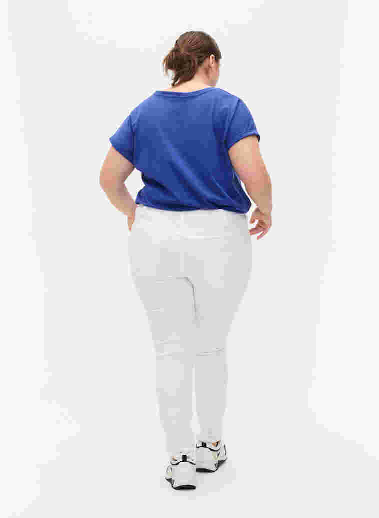 Korkeavyötäröiset super slim Amy farkut, White, Model image number 1