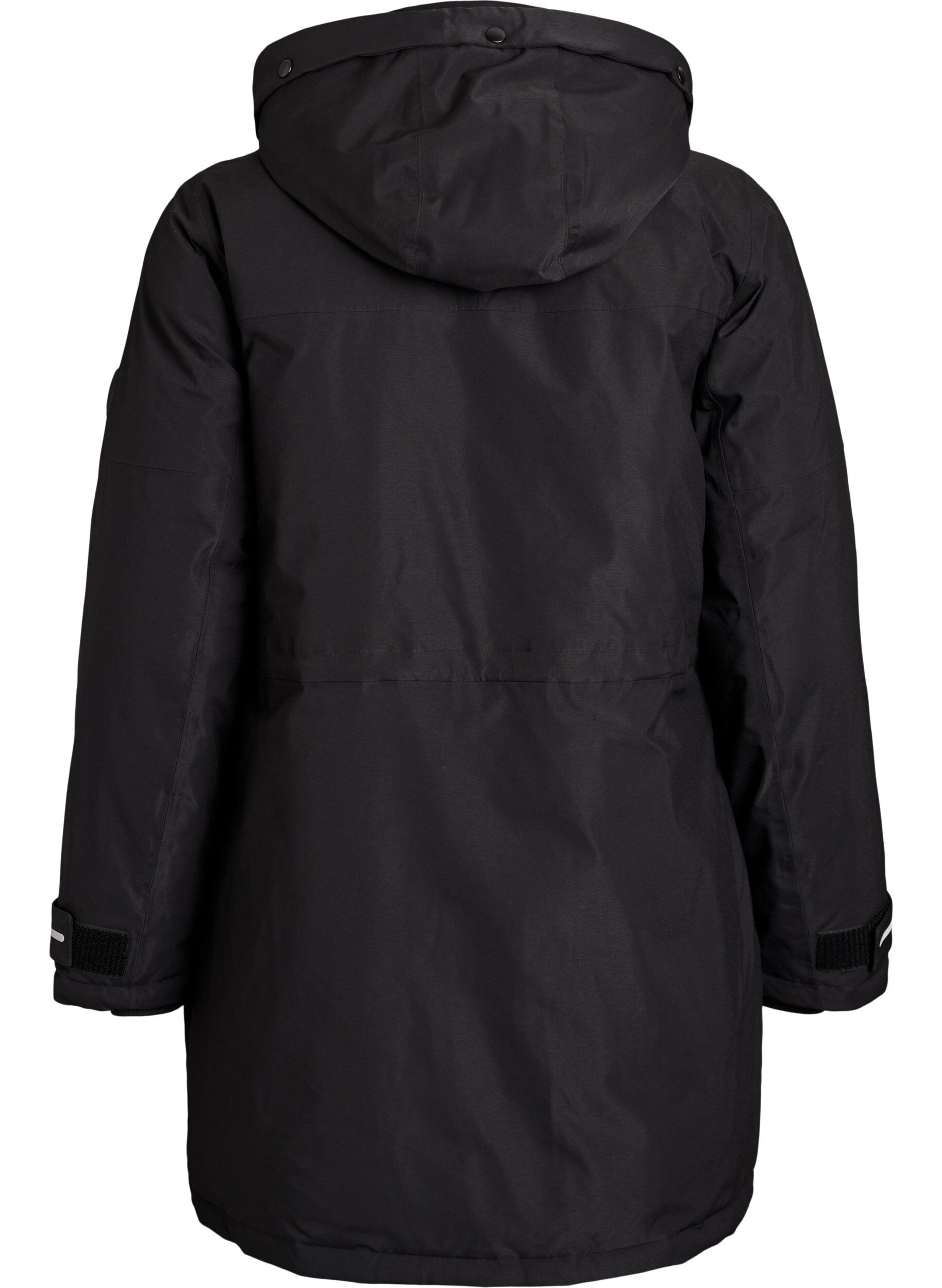 ZizziVett&auml;hylkiv&auml; parka hupulla ja k&auml;yt&auml;nn&ouml;llisill&auml; yksityiskohdilla, Musta, Packshot image number 1