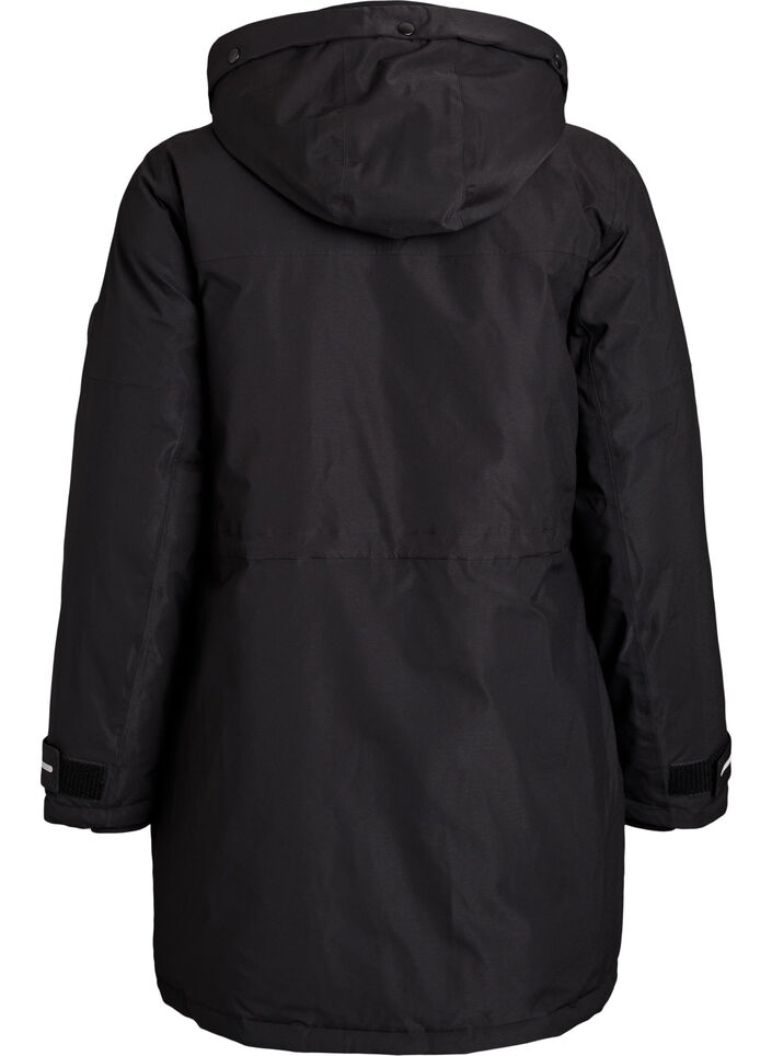 Vett&auml;hylkiv&auml; parka hupulla ja k&auml;yt&auml;nn&ouml;llisill&auml; yksityiskohdilla, Musta, Packshot image number 1