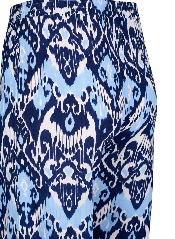 Culotte-housut viskoosia painatuksella, Blue Ethnic AOP, Packshot image number 3