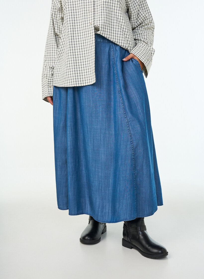 Maksihame lyocellista farkkutyylill&auml;, Sininen, Model image number 2