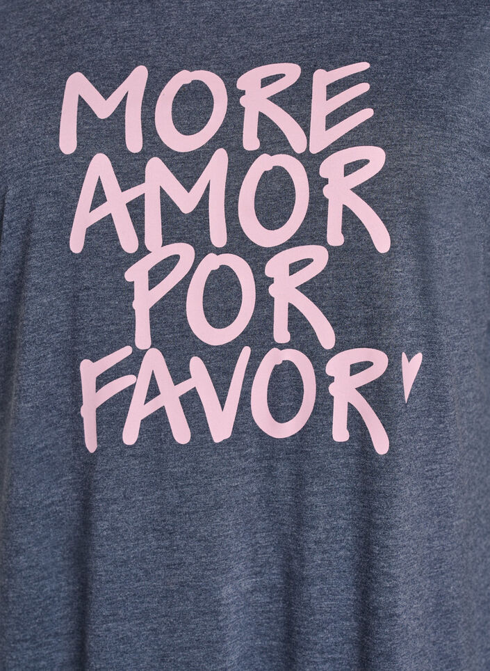 Lyhythihainen y&ouml;paita tekstipainatuksella, Sininen, Packshot image number 2