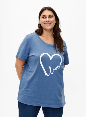 Puuvillainen T-paita painatuksella, Moonlight W.Heart L., Model image number 0
