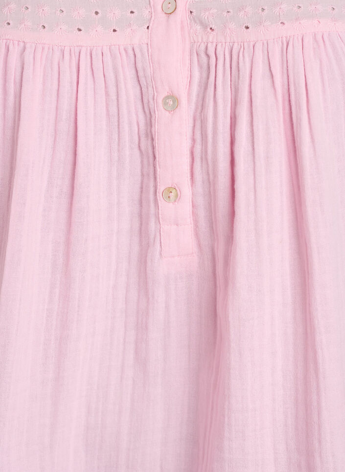 Paita puuvillamusliinissa, jossa broderie anglaise -kirjailu, Vaaleanpunainen, Packshot image number 2