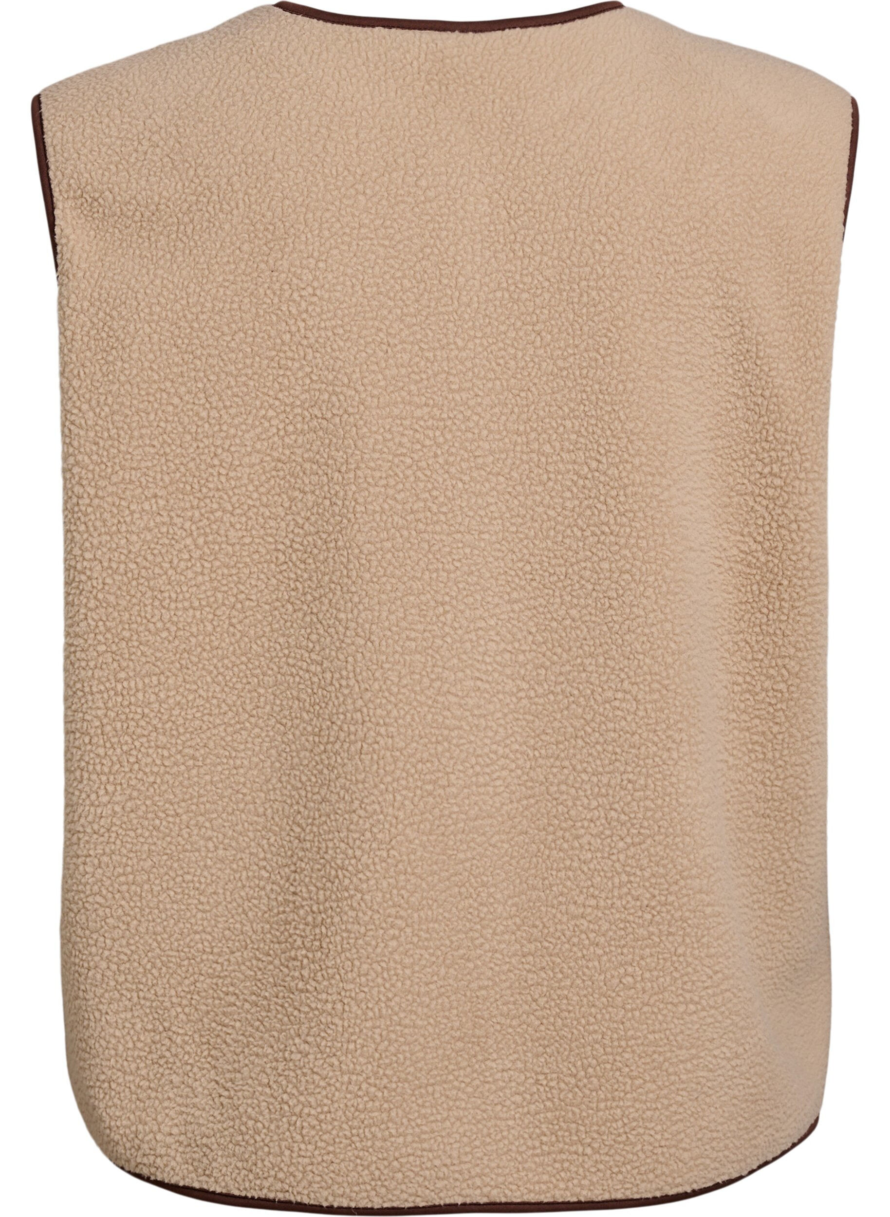 ZizziTeddykankainen liivi kontrastireunuksilla, Beige, Packshot image number 1