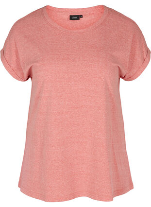 Meleerattu puuvillainen t-paita, Faded Rose melange, Packshot image number 0