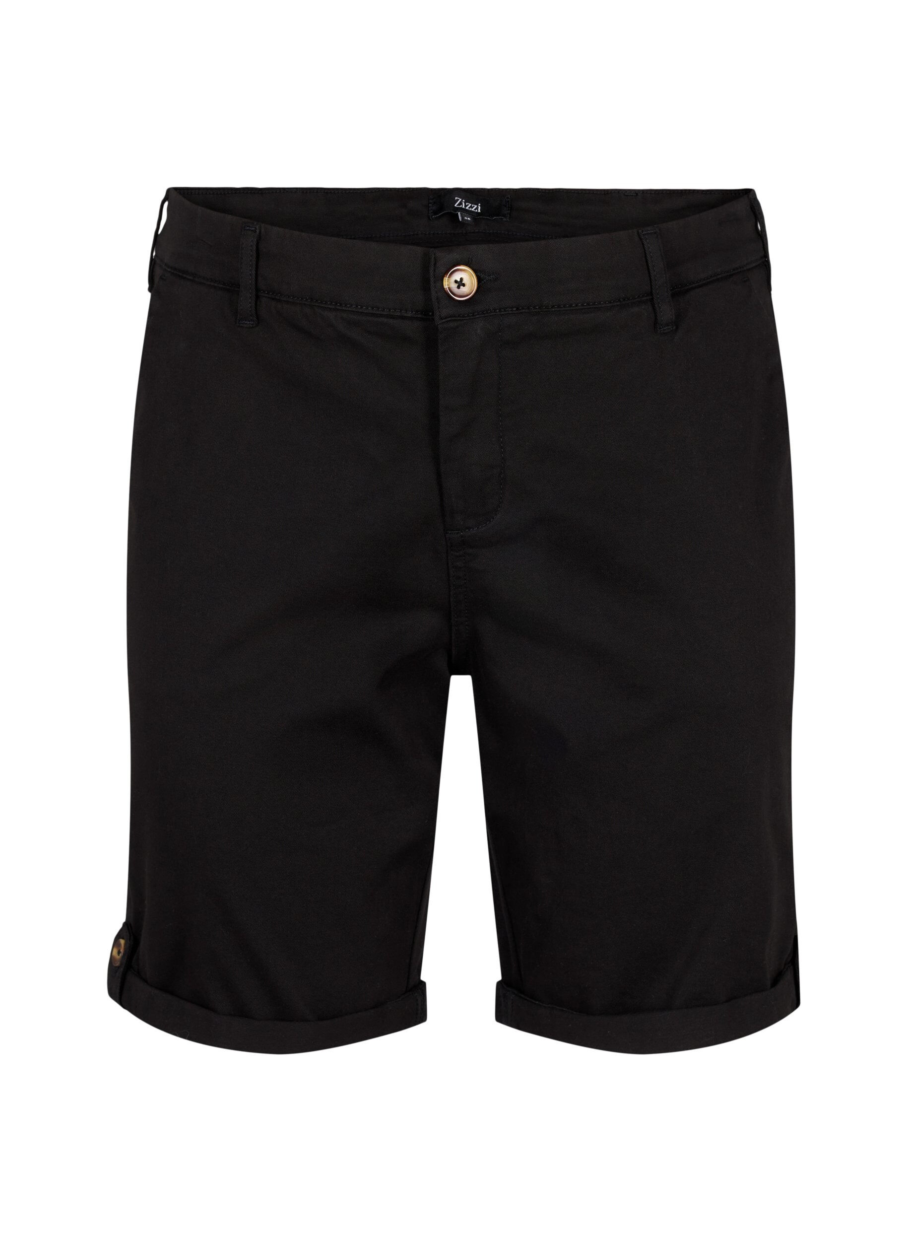 Zizzi Chino-shortsit, joissa on taskut, Black, Packshot image number 0