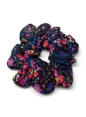 Kukallinen scrunchie, Black Flower Mix, Packshot image number 0