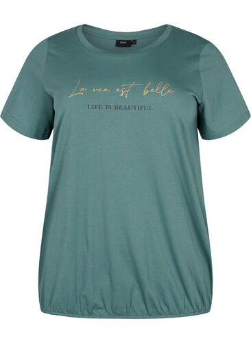 Lyhythihainen puuvillainen t-paita joustoreunuksella , Sea Pine W. Life, Packshot image number 0