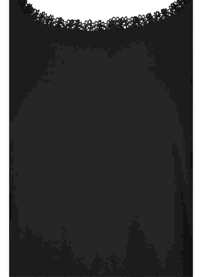 Pusero 3/4-hihoilla ja pitsiselällä, Black, Packshot image number 2