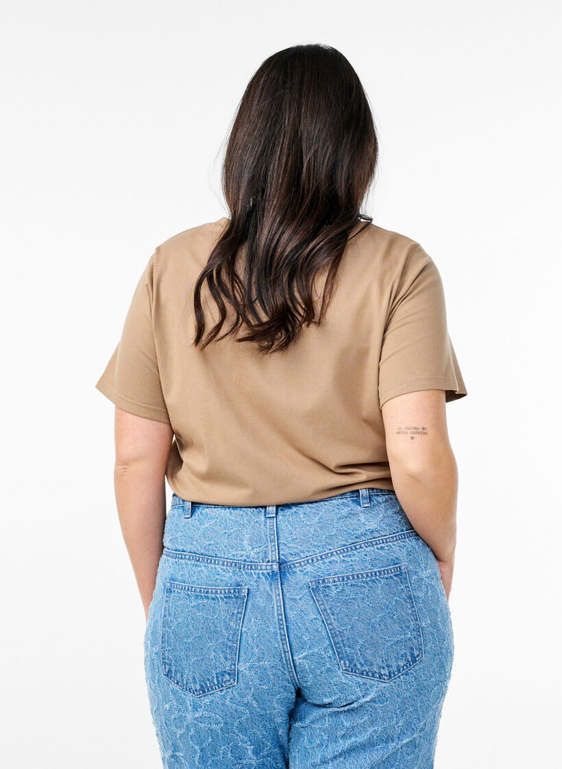 T-paita koristeellisilla yksityiskohdilla, Beige, Model image number 2