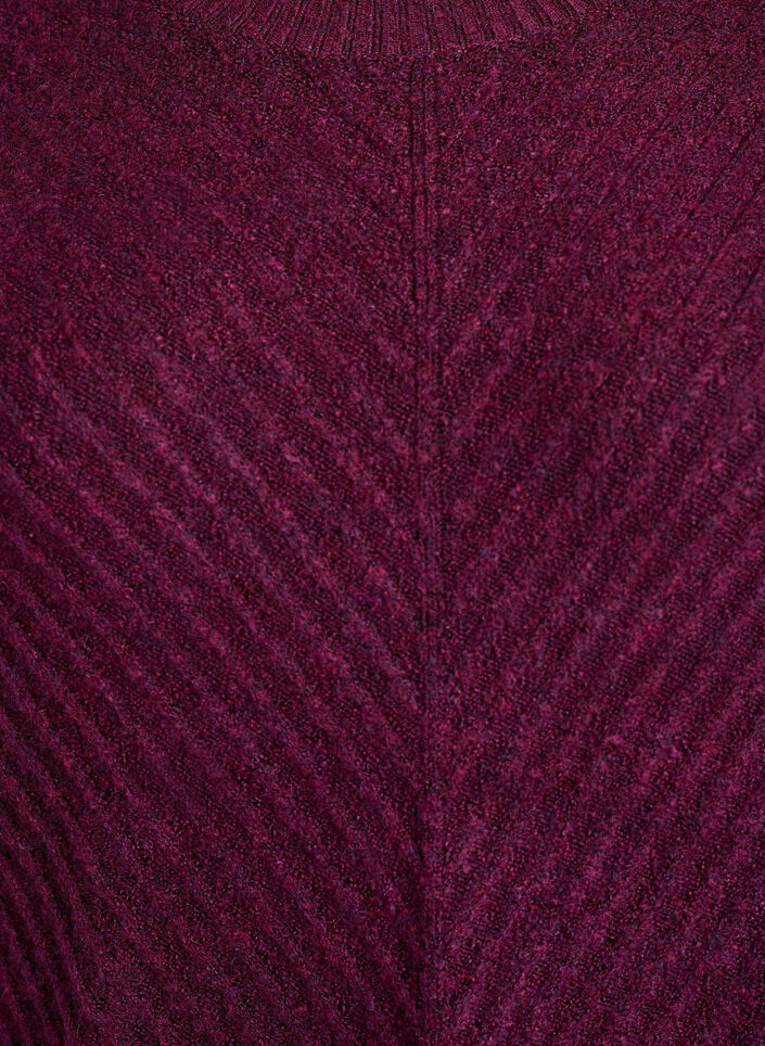 Lyhyt neulemekko V-muotoisella tekstuurikuviolla, Violetti, Packshot image number 2