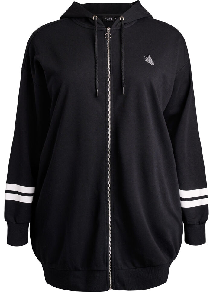 Pitkä swetarineuletakki printtiyksityiskohdilla, Musta, Packshot image number 0